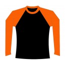 T-Shirt Mulher Manga Comprida Meia Cava - Conjugação de Duas Cores